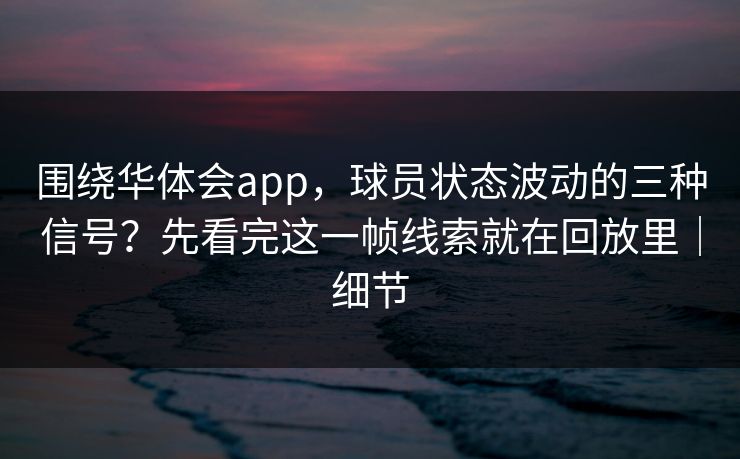 围绕华体会app，球员状态波动的三种信号？先看完这一帧线索就在回放里｜细节