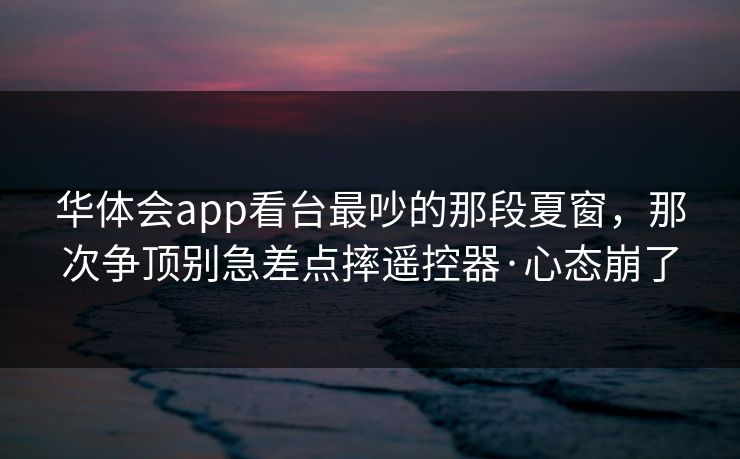 华体会app看台最吵的那段夏窗，那次争顶别急差点摔遥控器·心态崩了