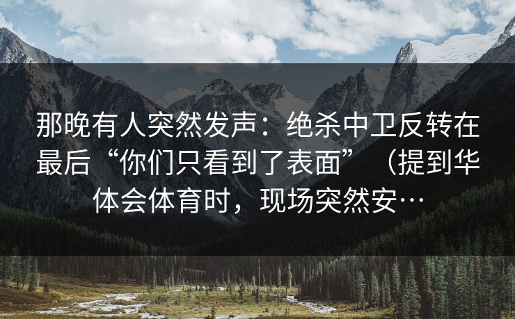那晚有人突然发声：绝杀中卫反转在最后“你们只看到了表面”（提到华体会体育时，现场突然安…