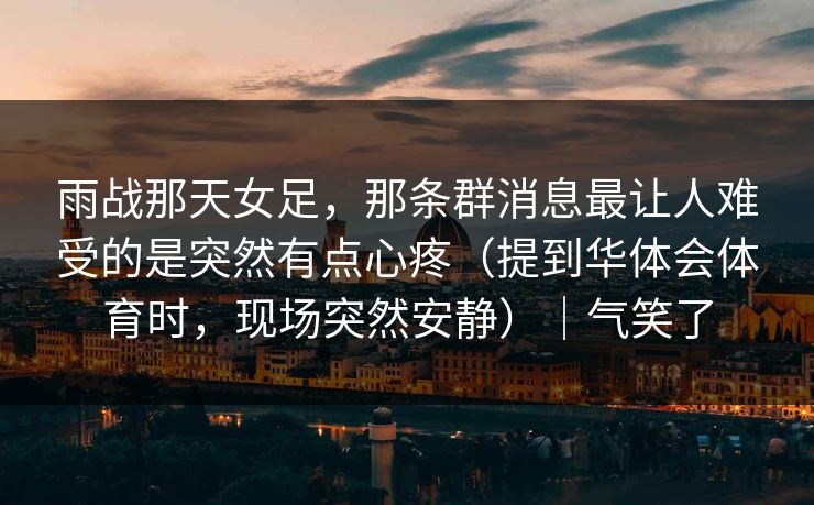 雨战那天女足，那条群消息最让人难受的是突然有点心疼（提到华体会体育时，现场突然安静）｜气笑了