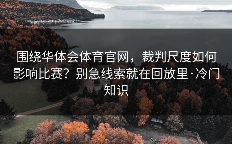 围绕华体会体育官网，裁判尺度如何影响比赛？别急线索就在回放里·冷门知识